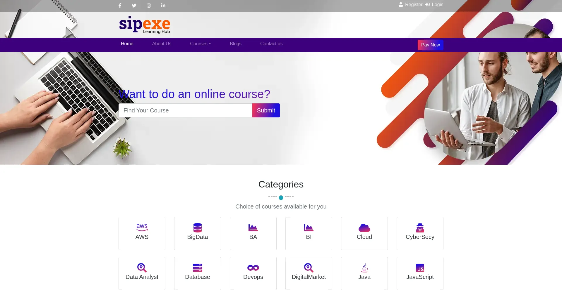 Website screenshot of Sipexe.com