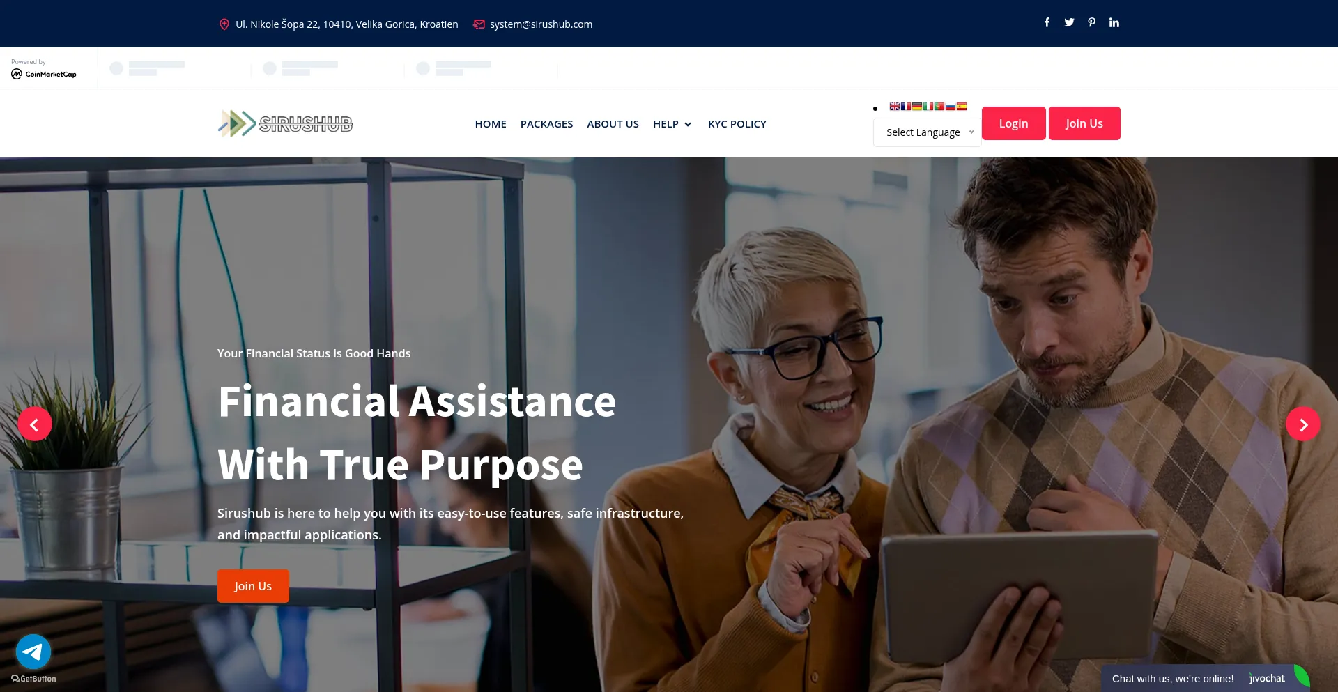 Website screenshot of Sirushub.com
