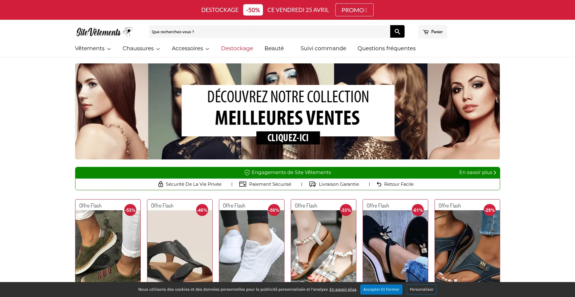 Website screenshot of Site-vetements.com