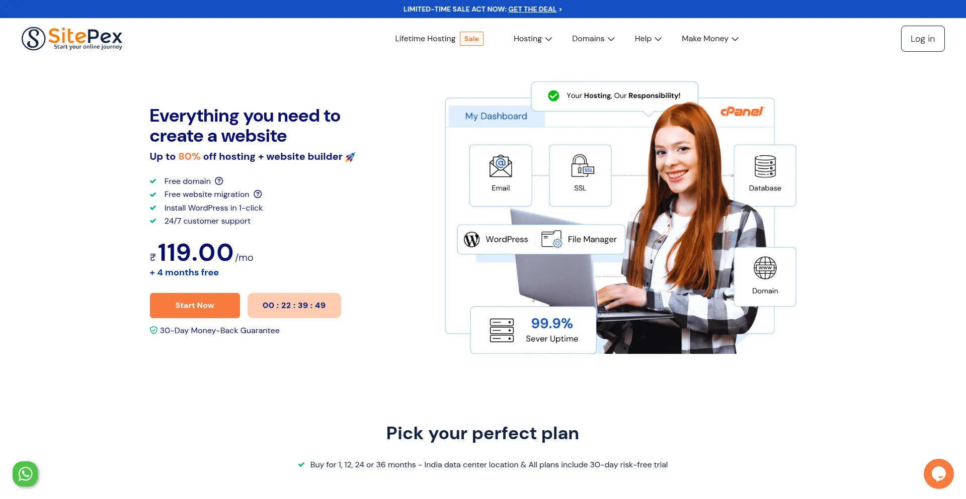 Website screenshot of Sitepex.com