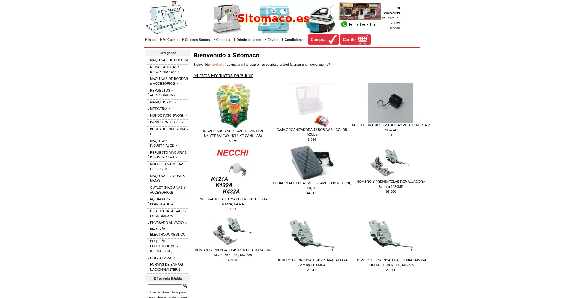 Website screenshot of Sitomaco.es