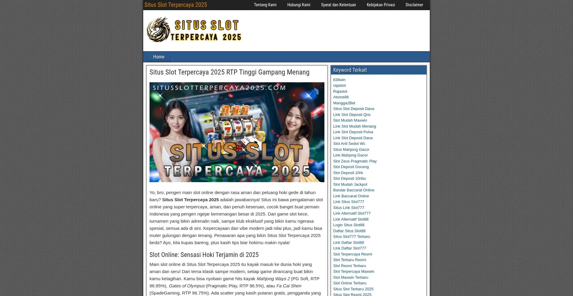 Website screenshot of Situsslotterpercaya2025.com