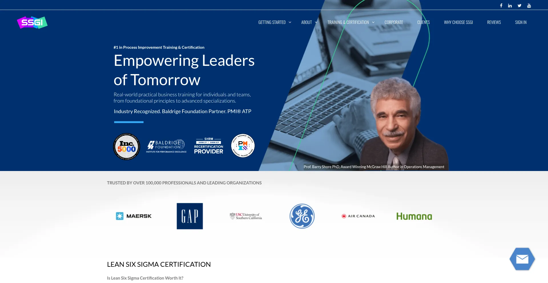 Website screenshot of Sixsigmaglobalinstitute.com