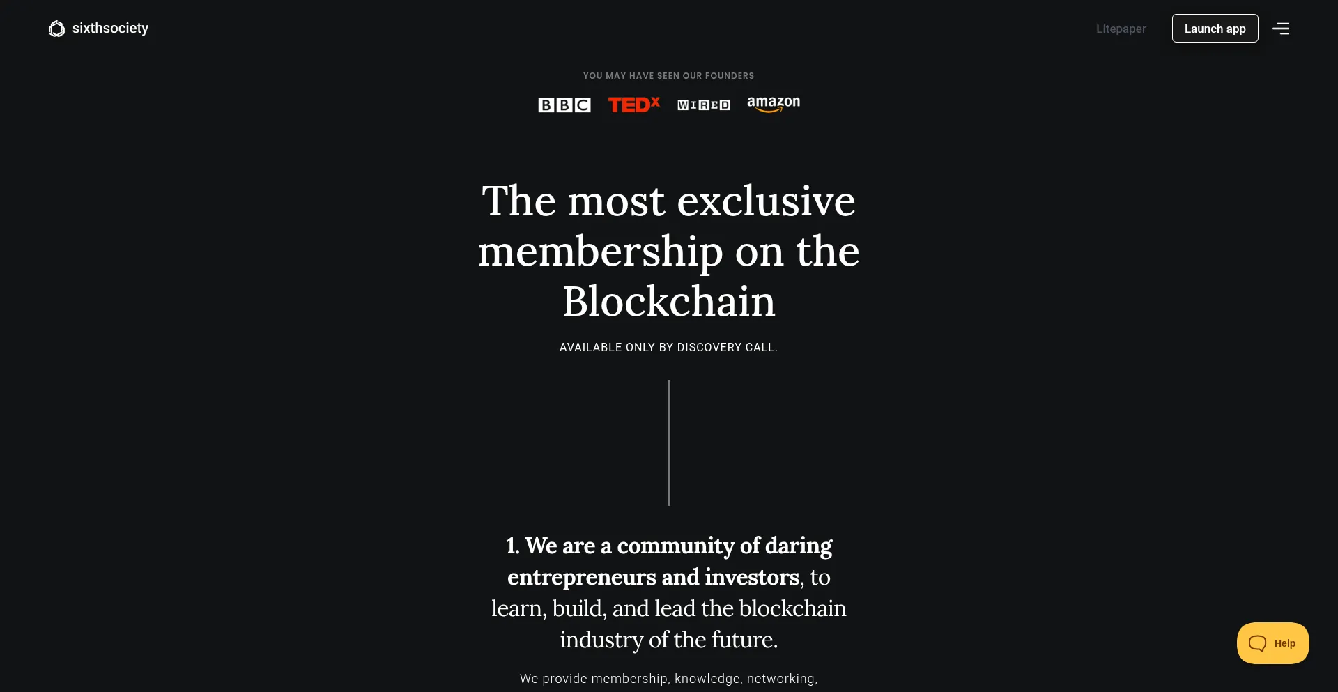 Website screenshot of Sixthsociety.com