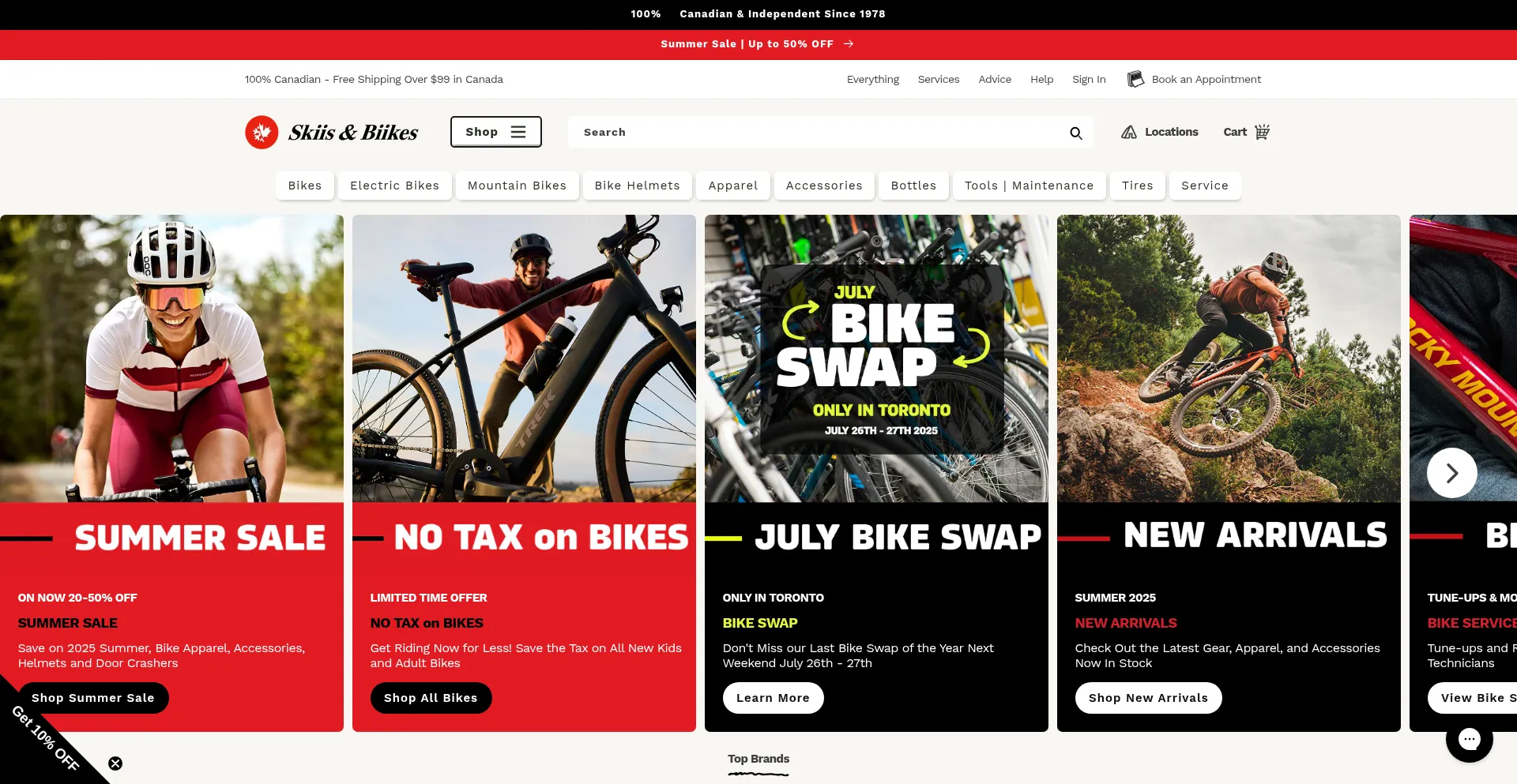 Website screenshot of Skiisandbiikes.com