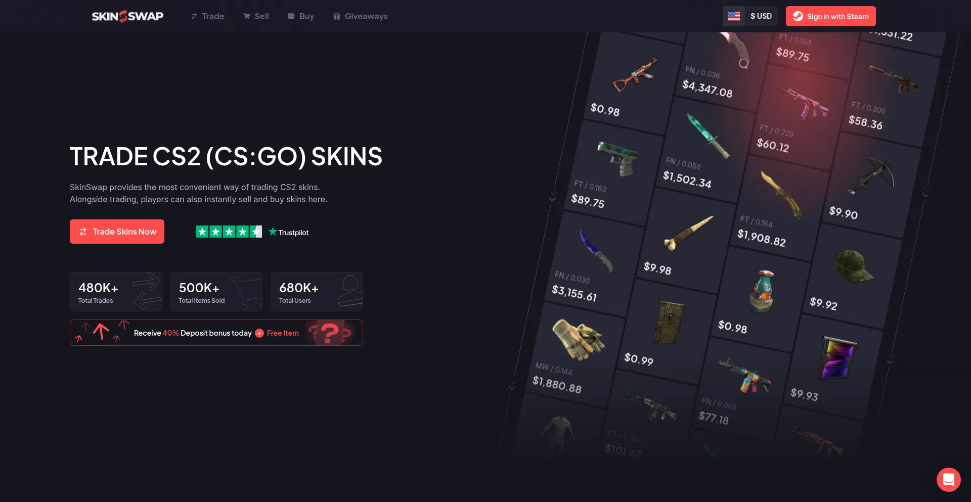 Skinswap.com Screenshot
