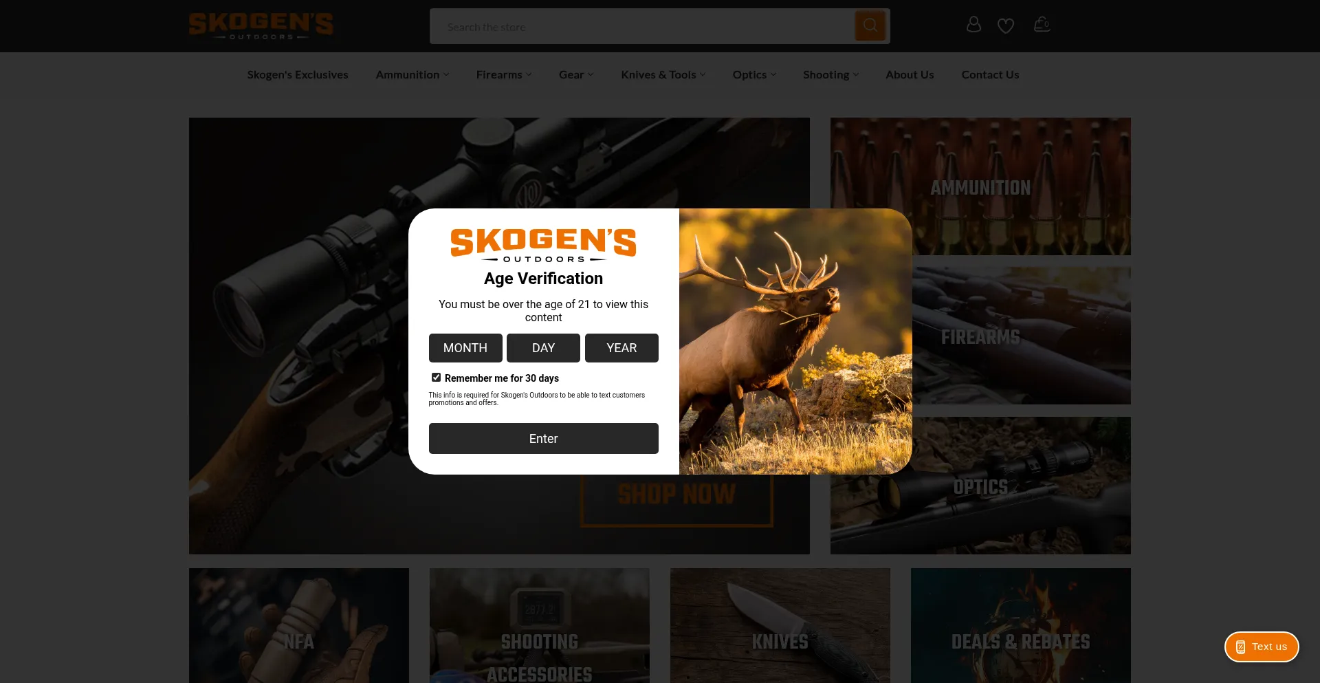 Website screenshot of Skogensoutdoors.com