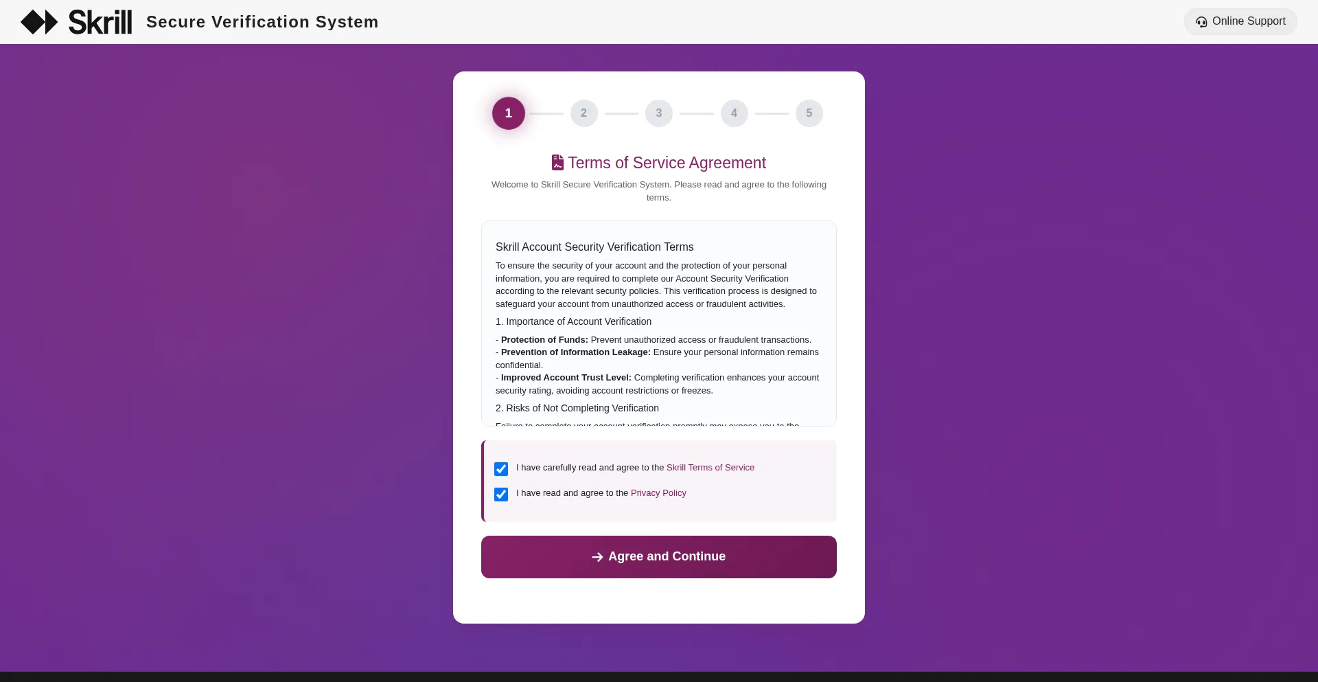 Website screenshot of Skrill.cc