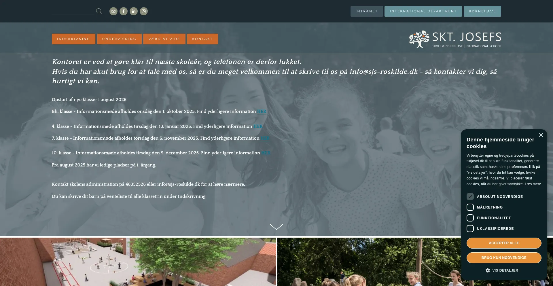 Website screenshot of Sktjosef.dk