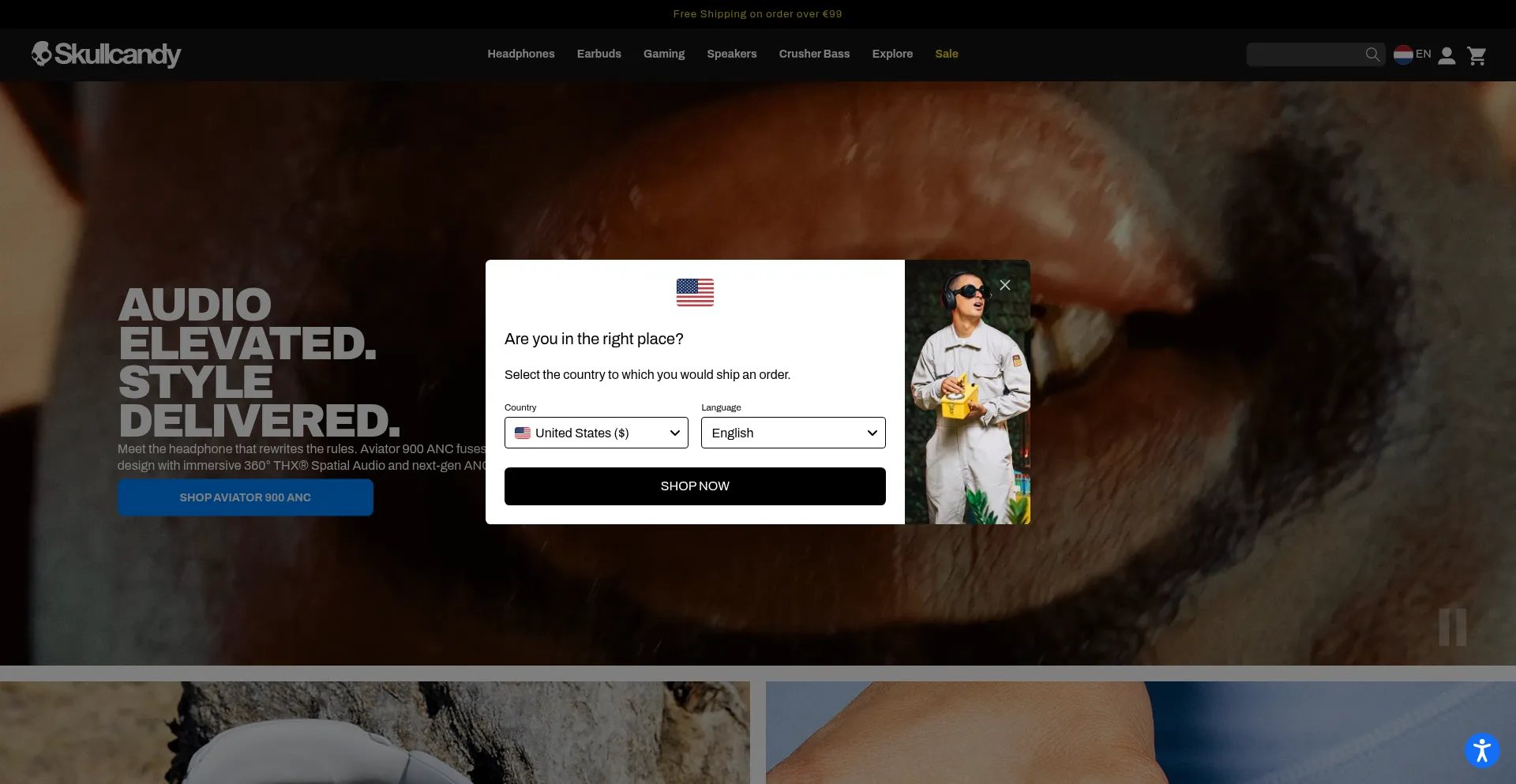Website screenshot of Skullcandy.eu.com