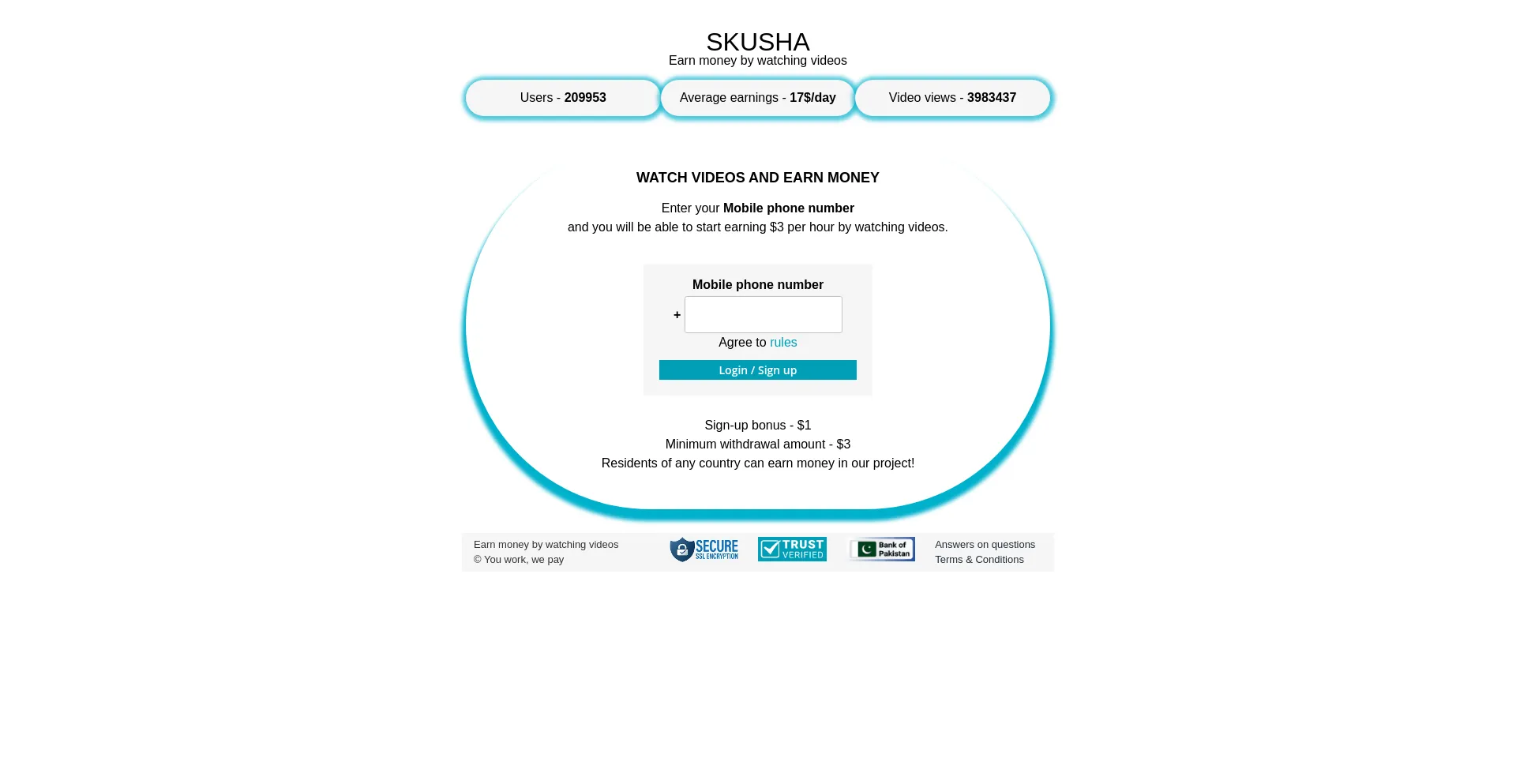 Website screenshot of Skusha.pw