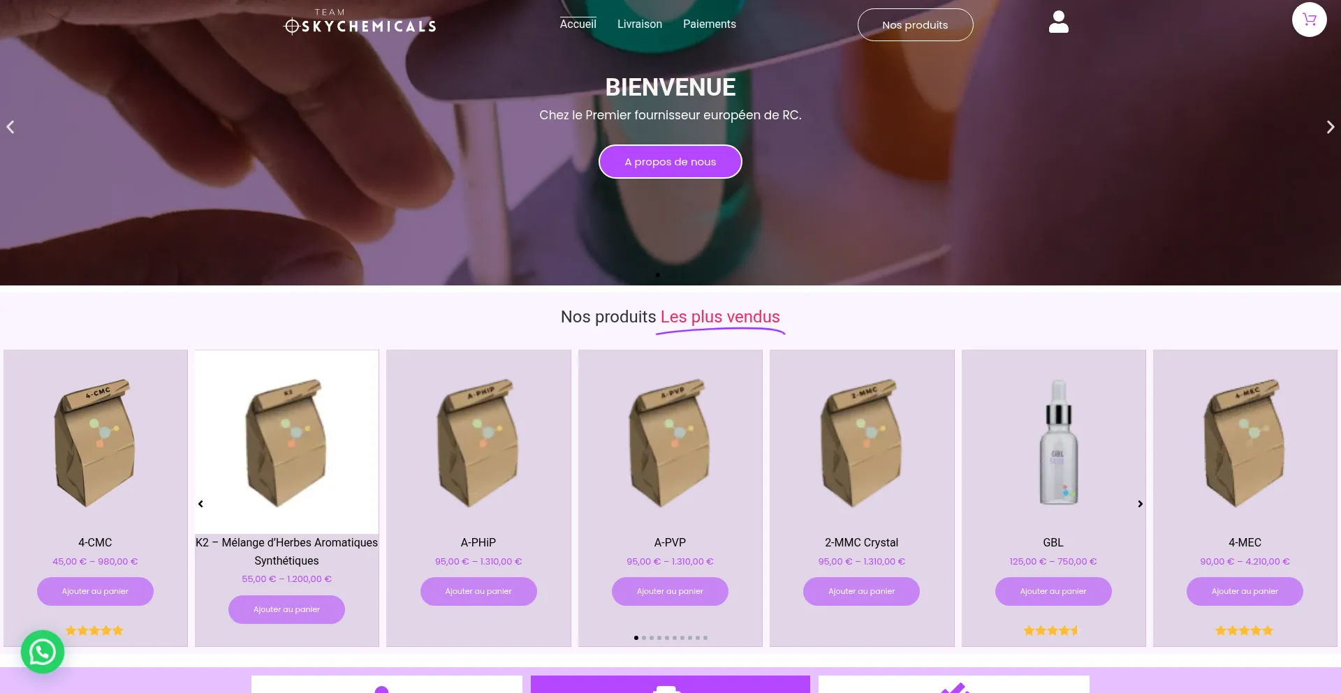 Website screenshot of Sky-chemicals.com