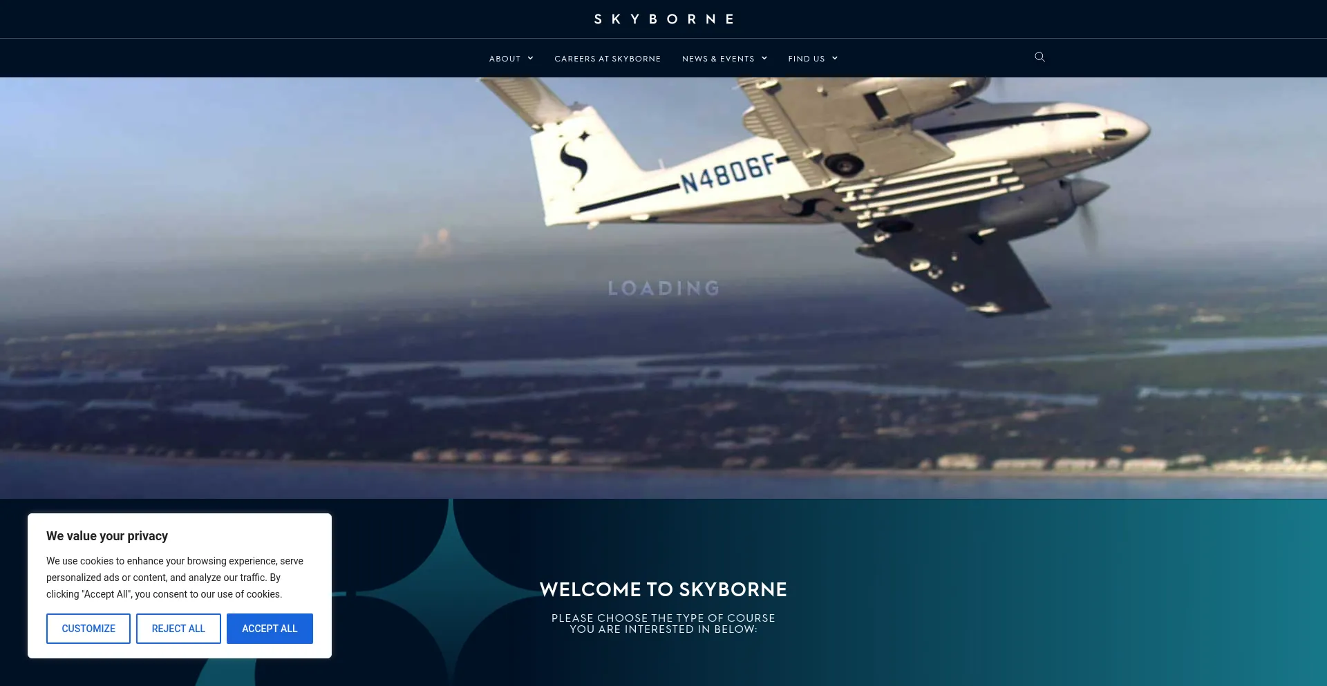 Website screenshot of Skyborne.com