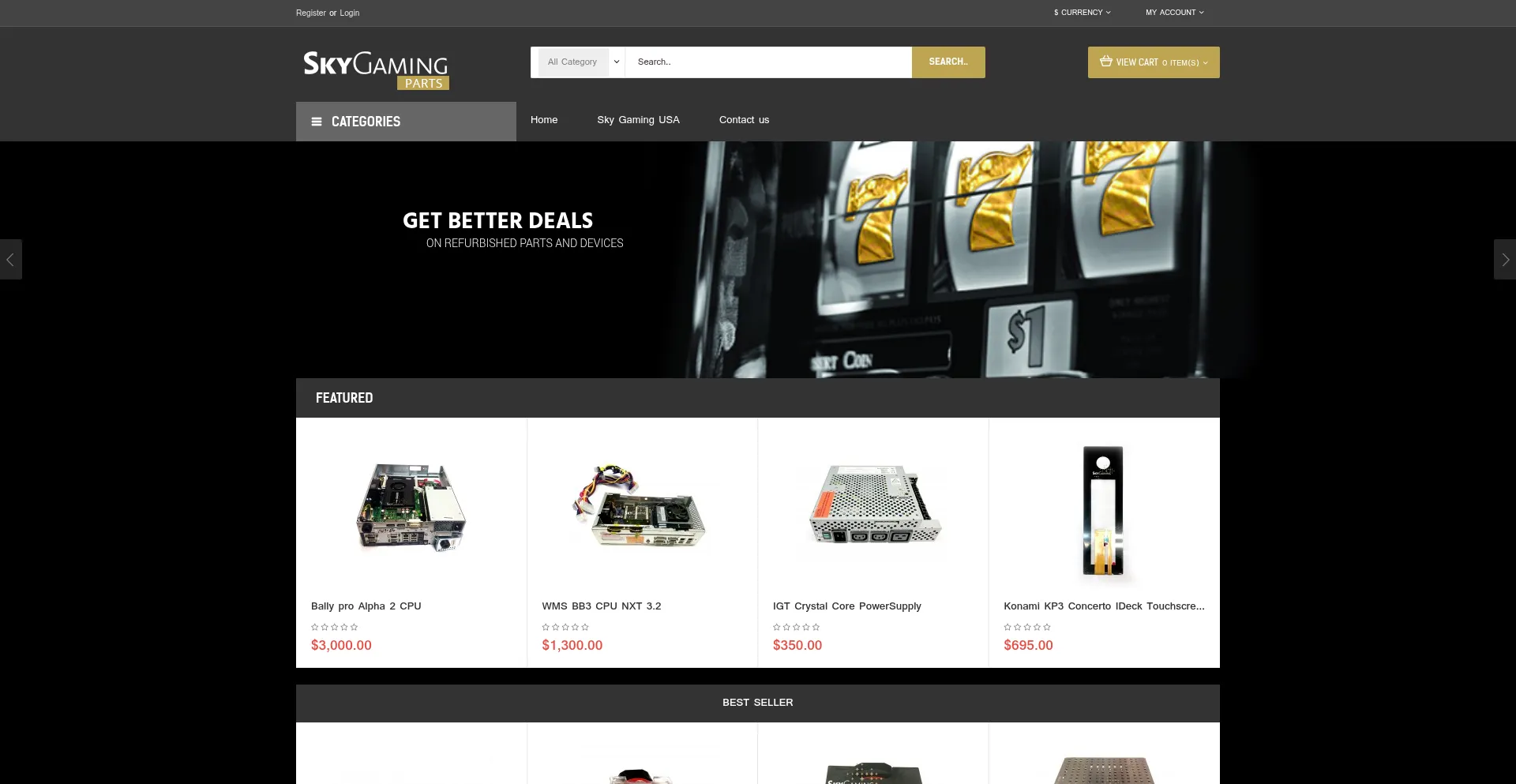 Website screenshot of Skygamingparts.com