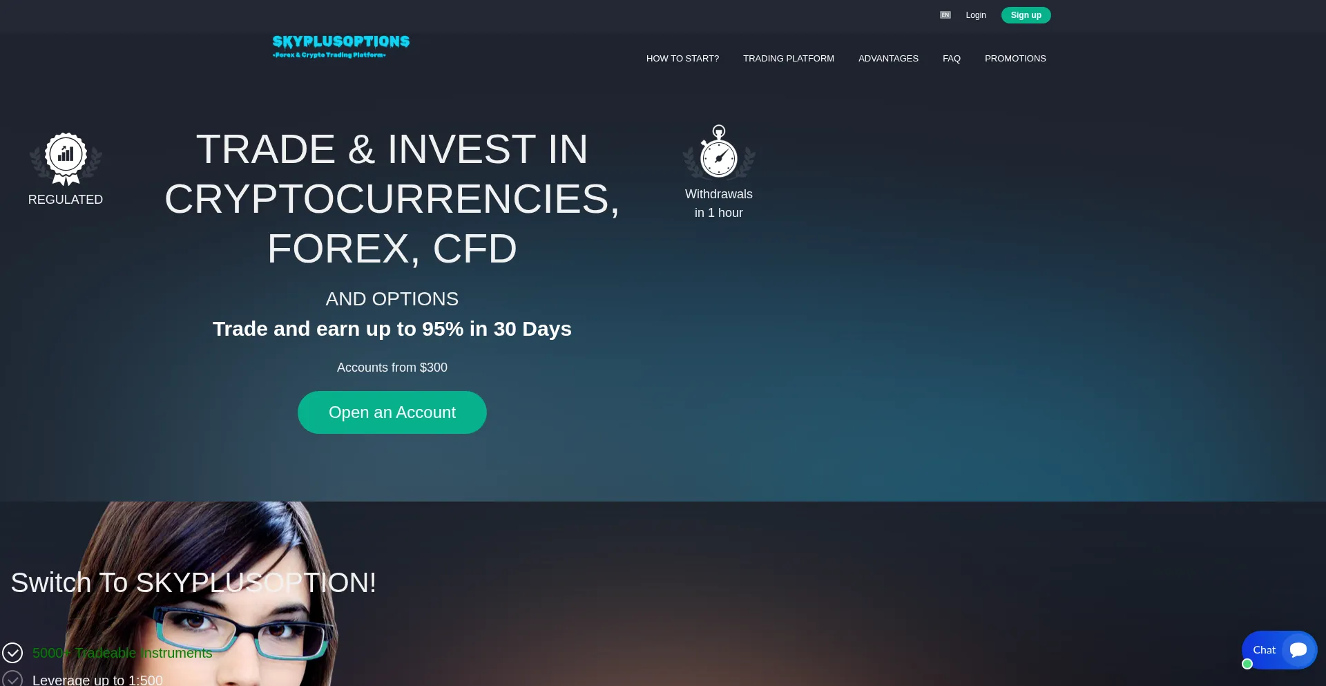 Website screenshot of Skyplusoptions.online