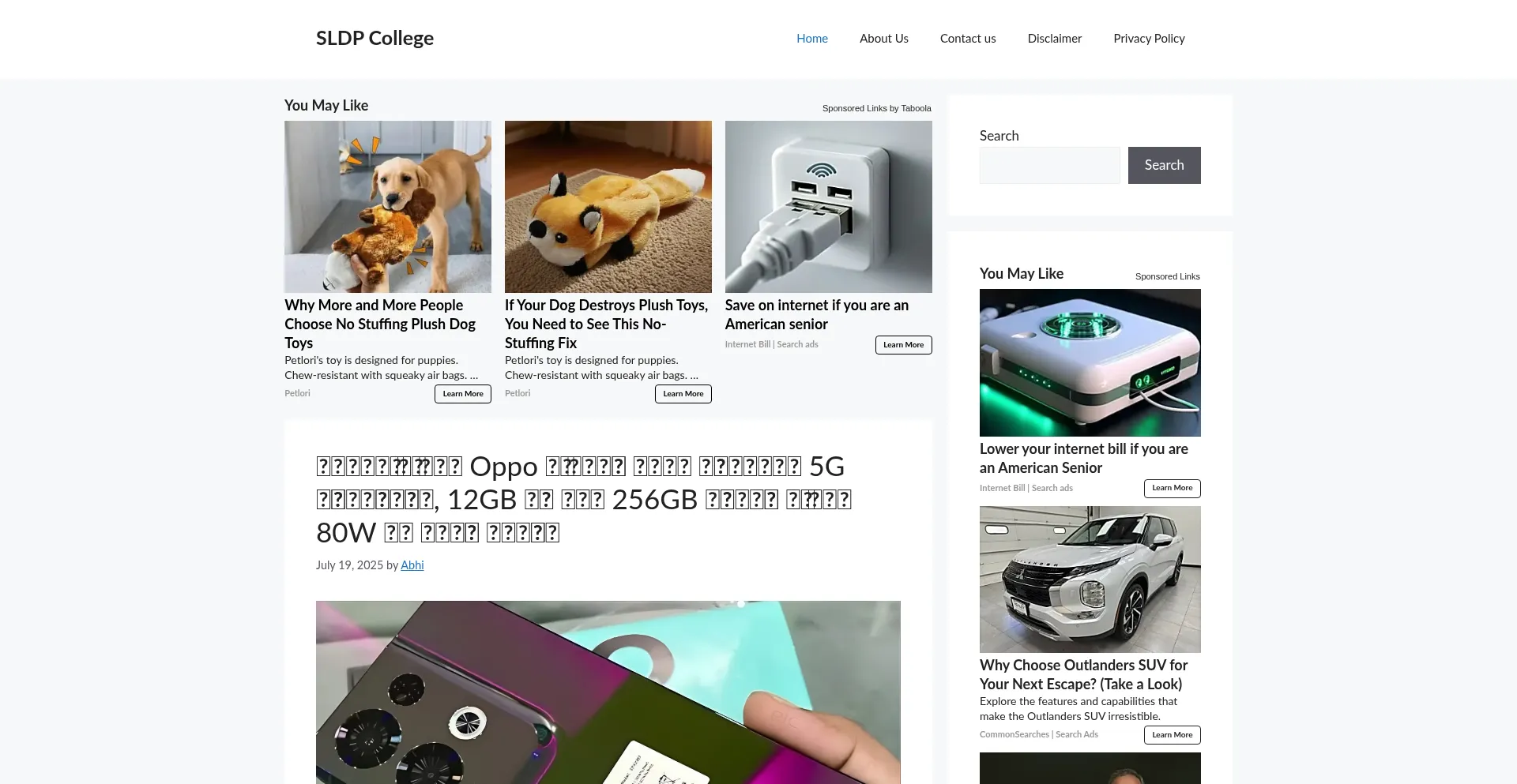 Website screenshot of Sldpcollege.org