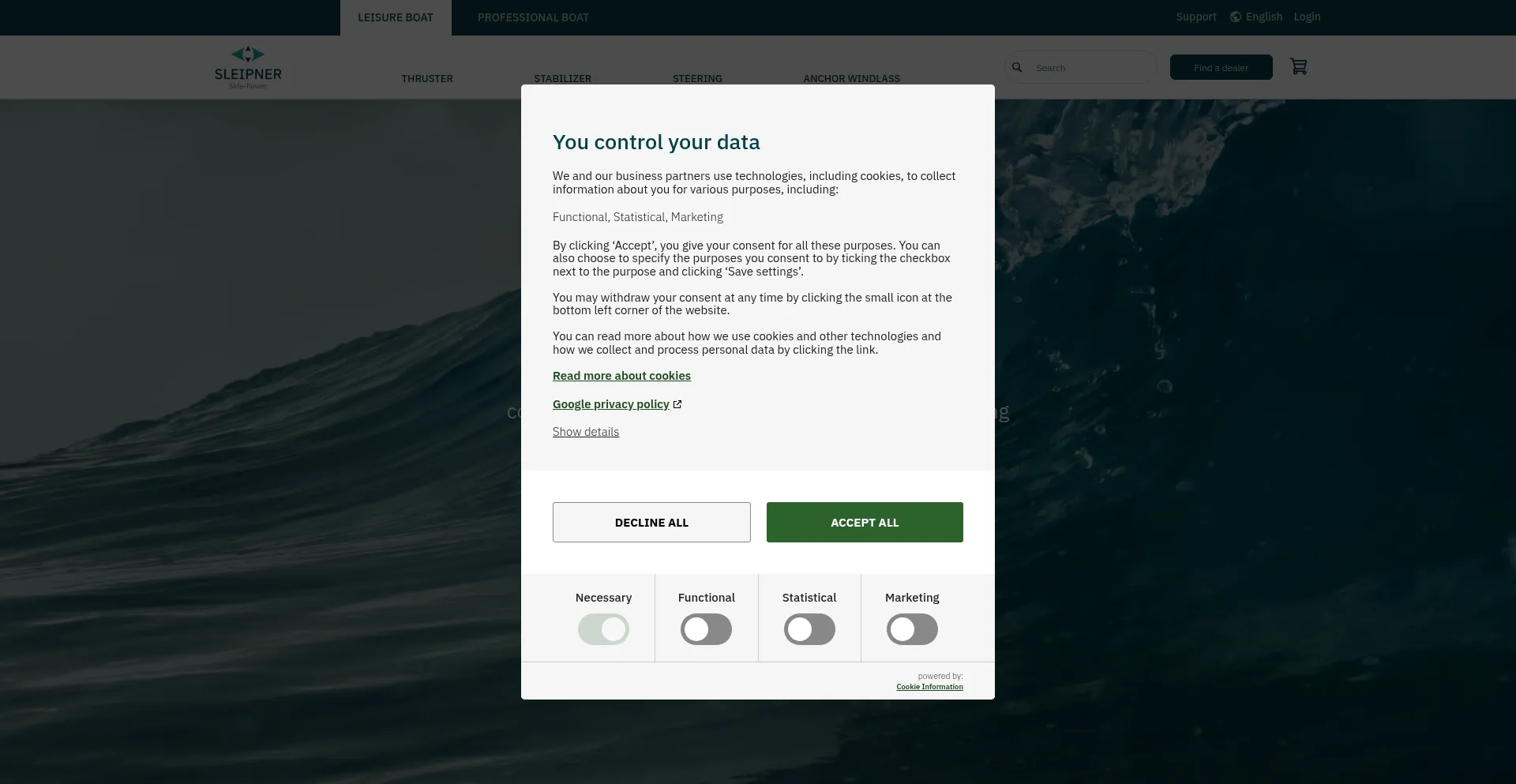 Website screenshot of Sleipnergroup.com