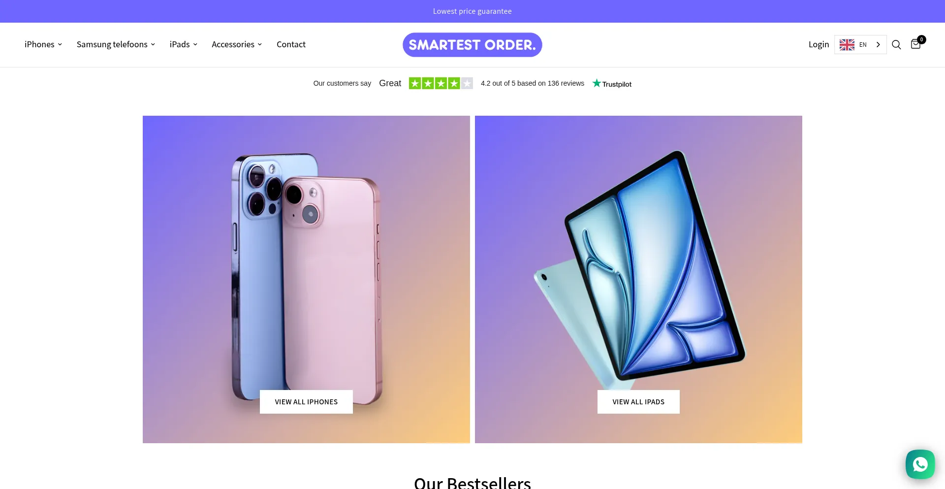 Website screenshot of Smartestorder.com