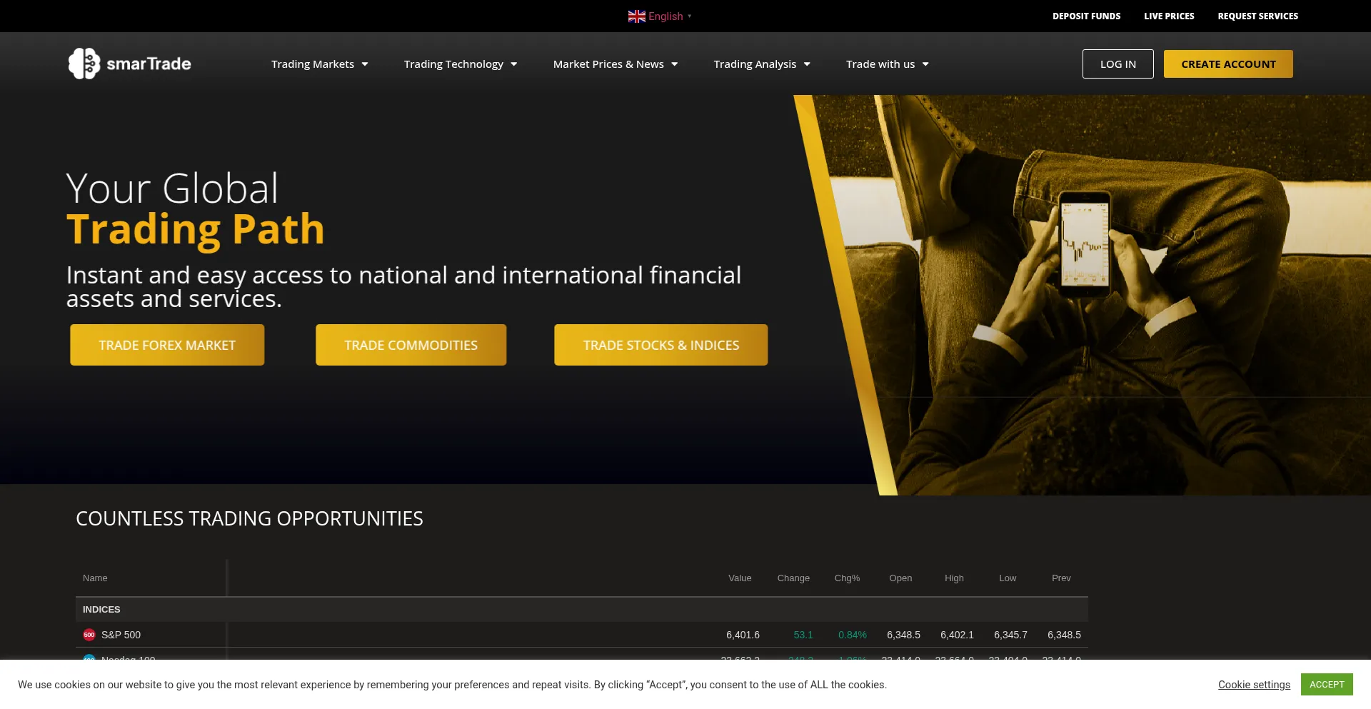 Website screenshot of Smartrade.cm