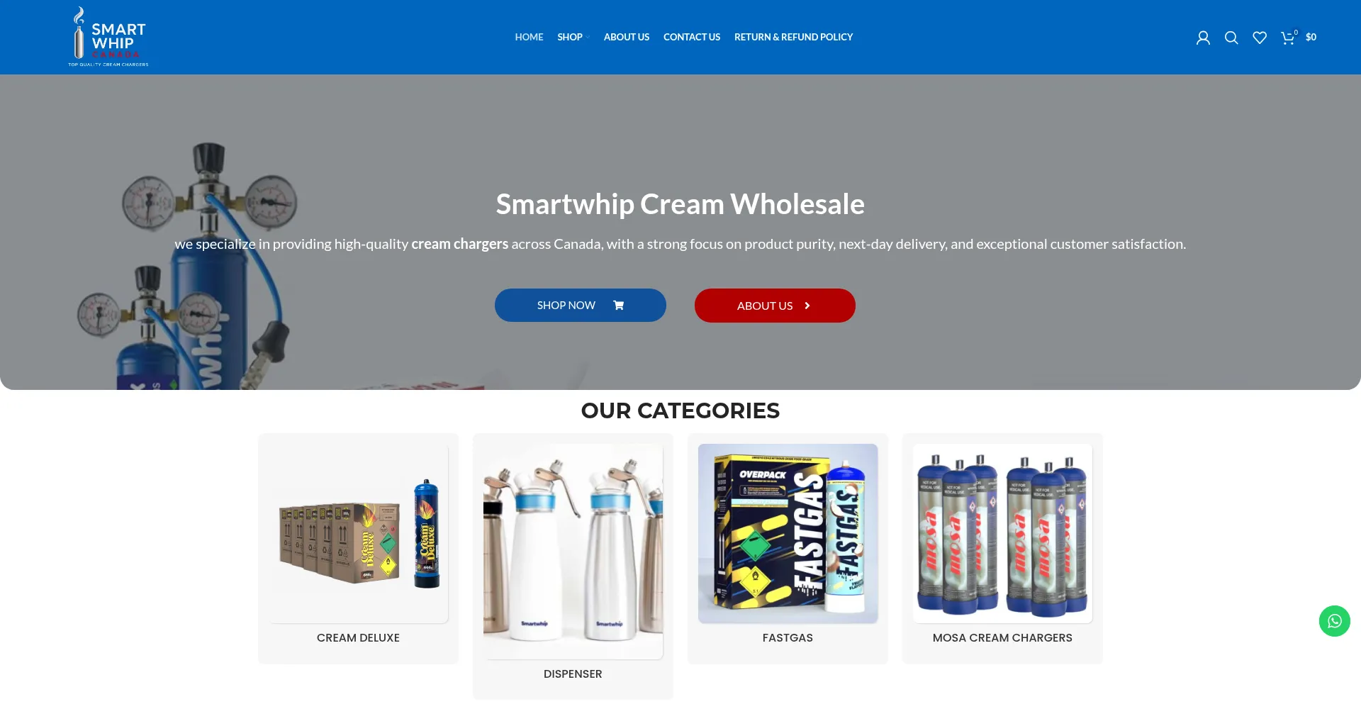 Website screenshot of Smartwhipcanada.com