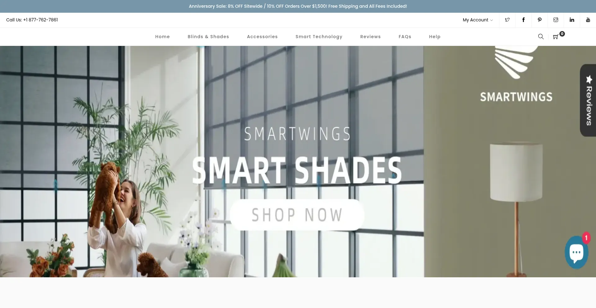 Website screenshot of Smartwingshome.com