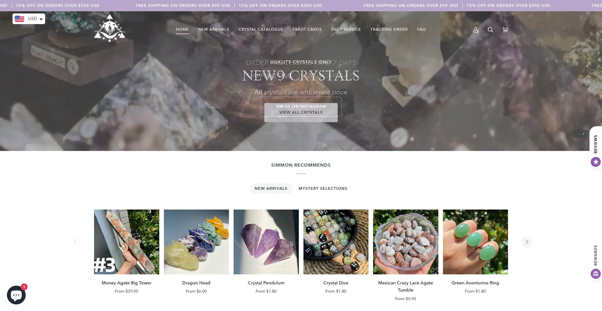 Website screenshot of Smcrystalwholesale.com