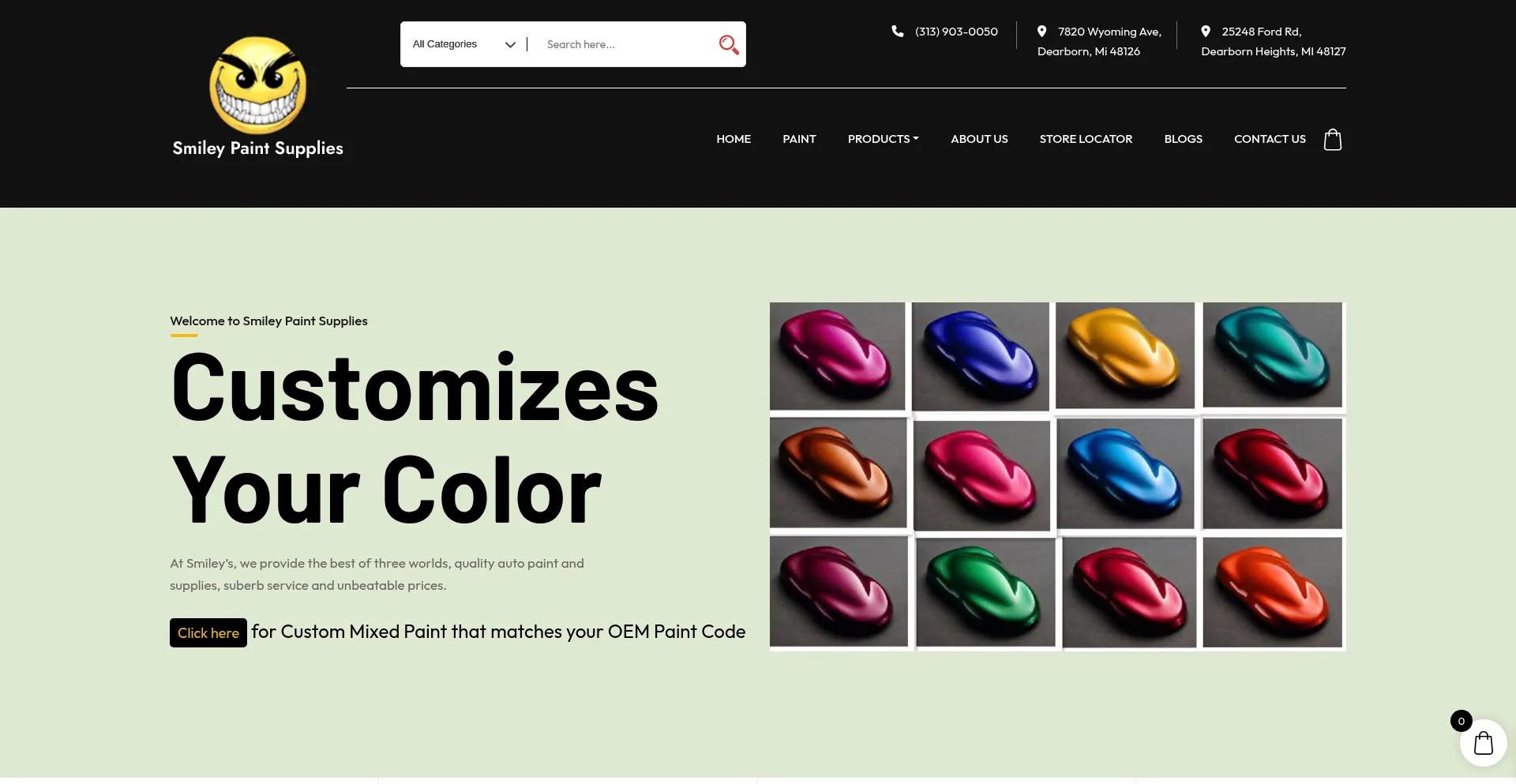 Website screenshot of Smileypaint.com