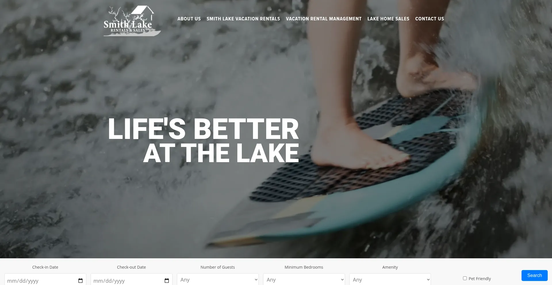 Website screenshot of Smithlakerentals.com
