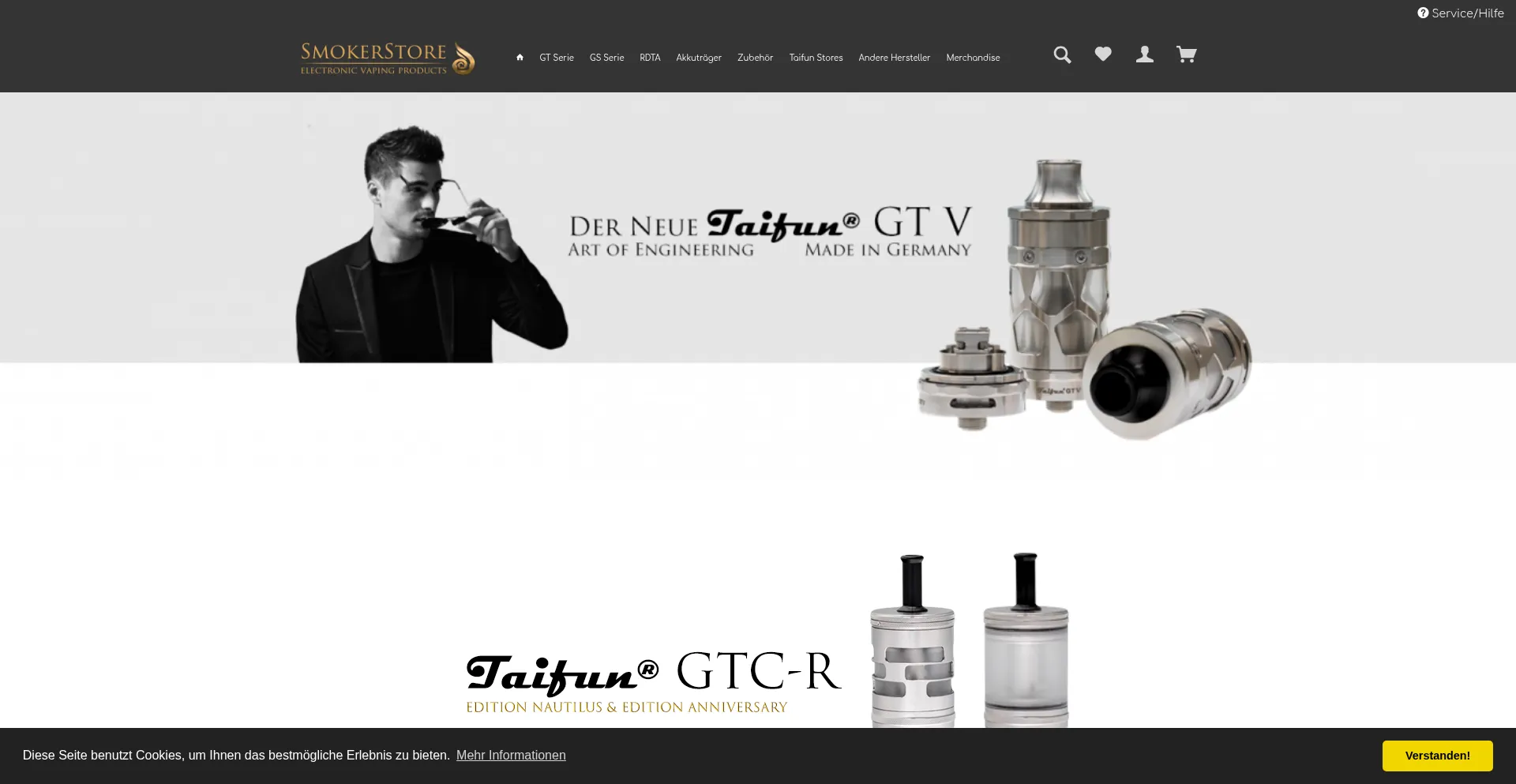 Website screenshot of Smokerstore.de