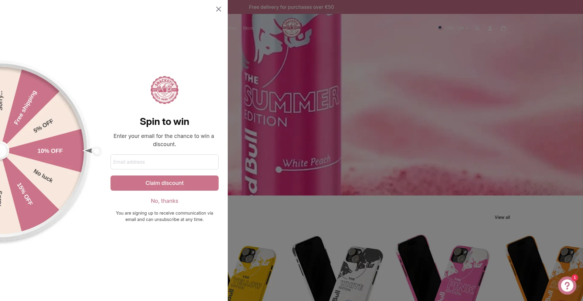 Website screenshot of Snackotik.com