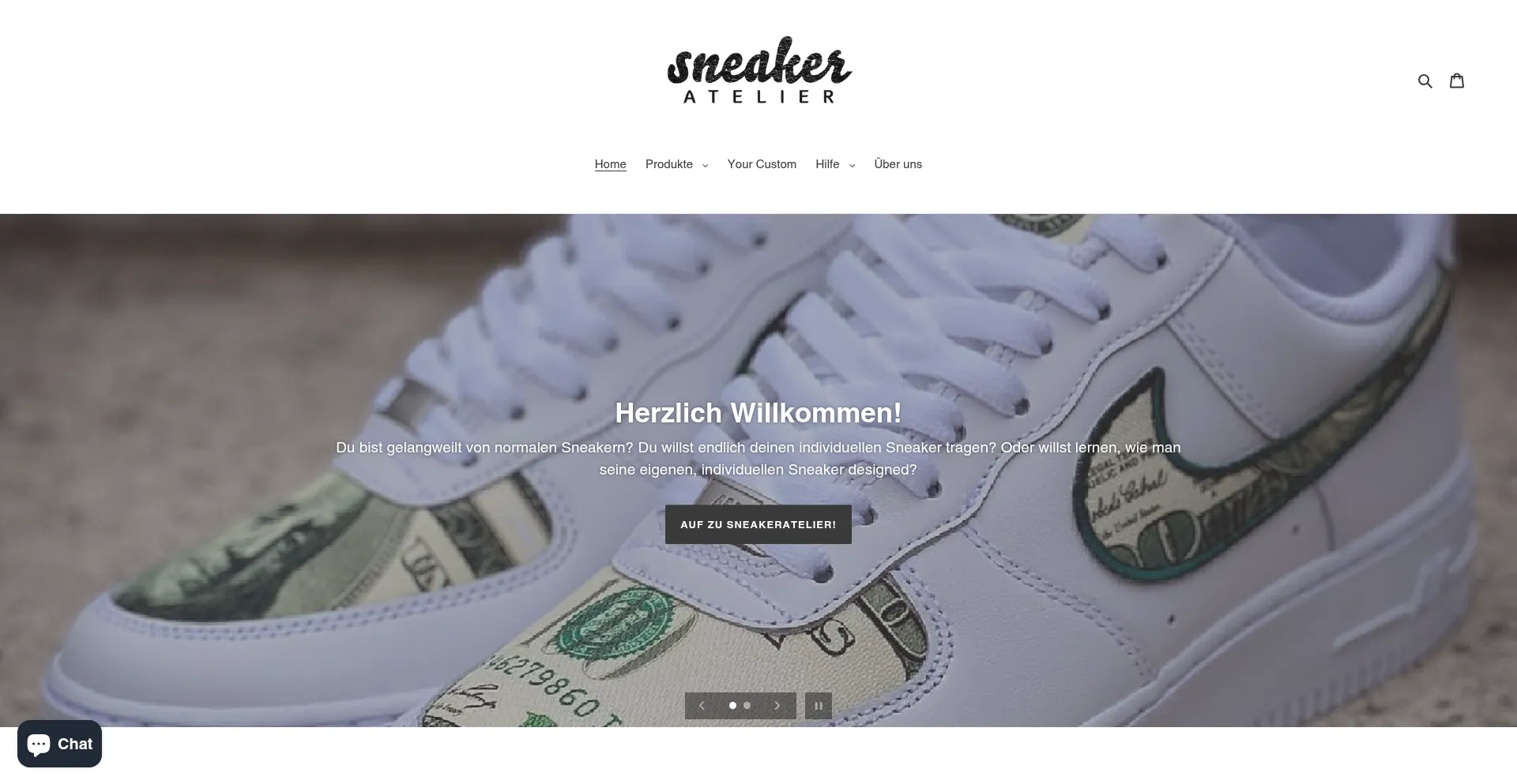 Website screenshot of Sneakeratelier.de
