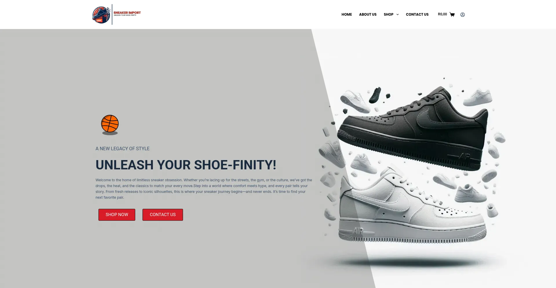 Website screenshot of Sneakerimport.co.za