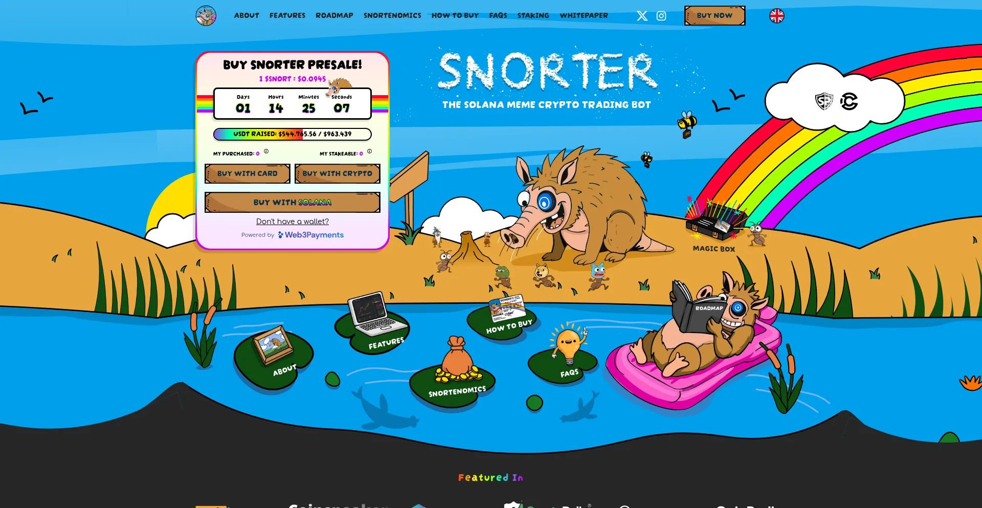 Website screenshot of Snortertoken.com