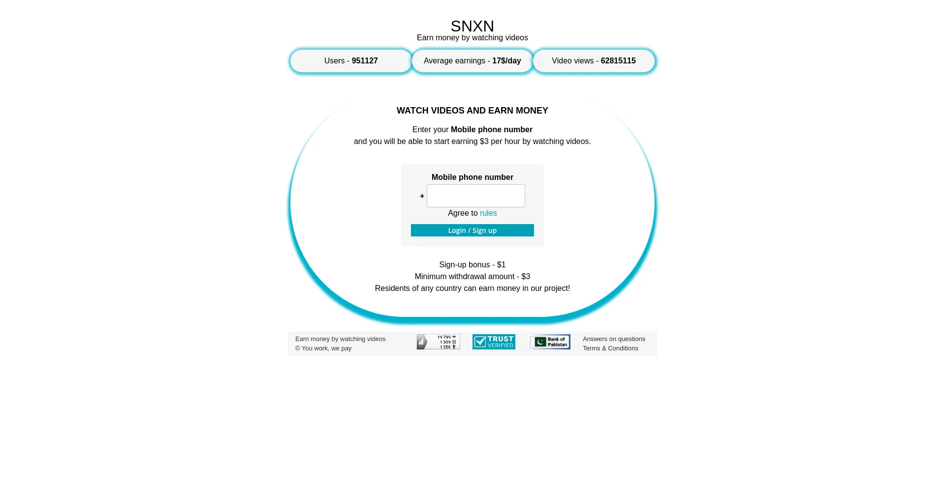 Website screenshot of Snxn.pw