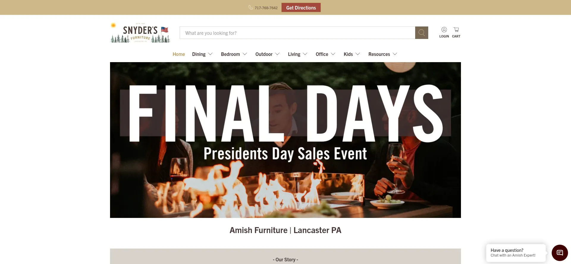 Website screenshot of Snydersfurniture.com
