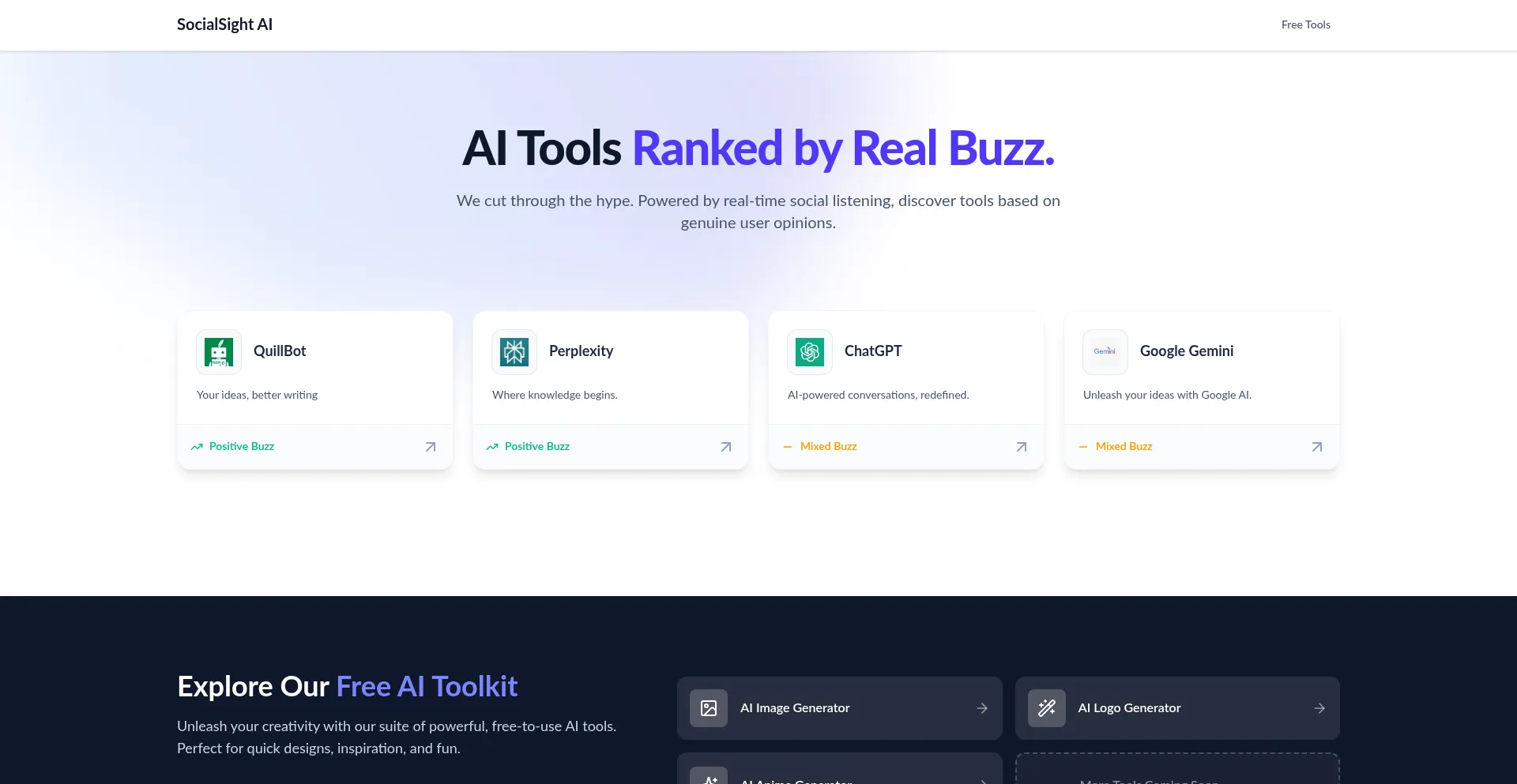 Website screenshot of Socialsight.ai