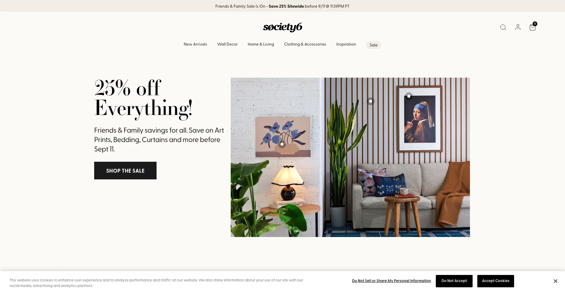 Website screenshot of Society6.com