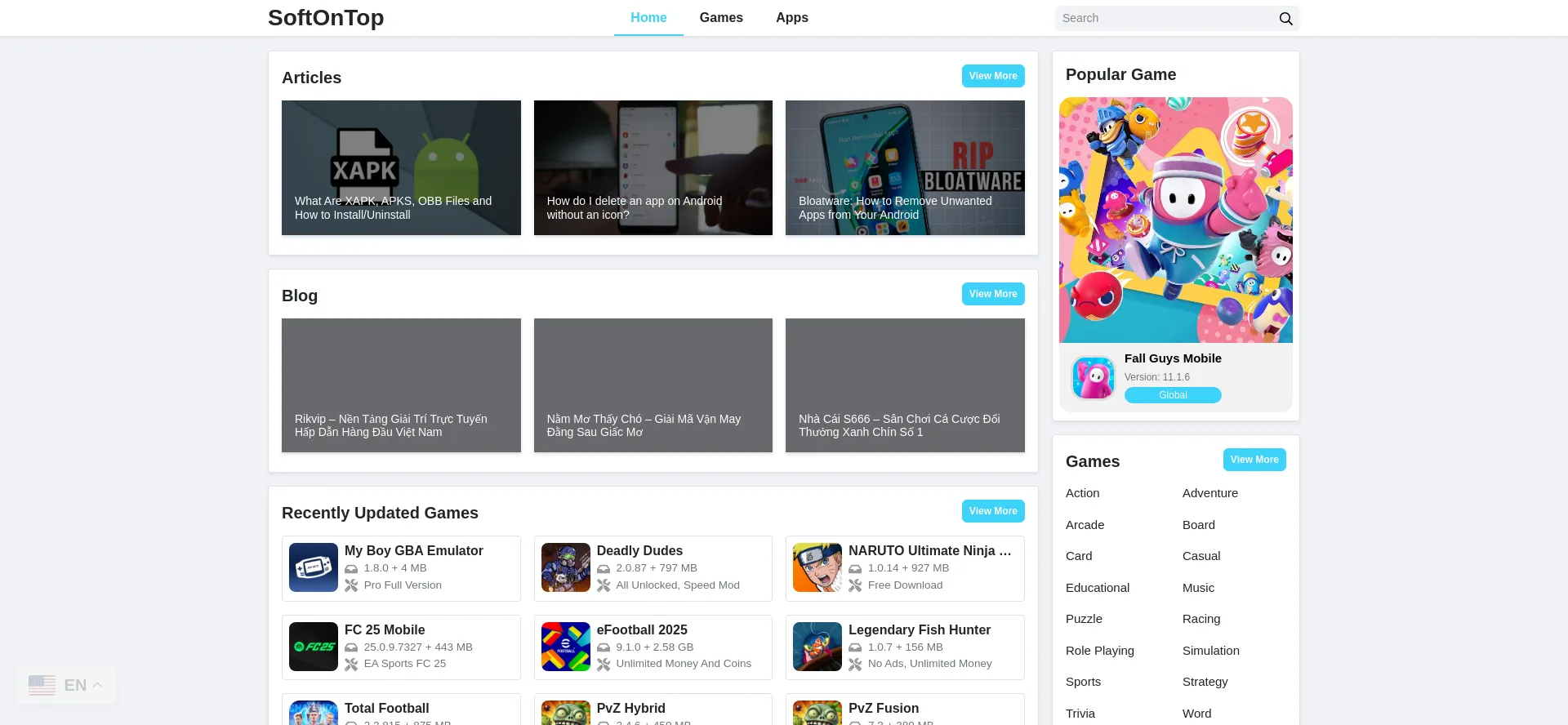 Website screenshot of Softontop.io