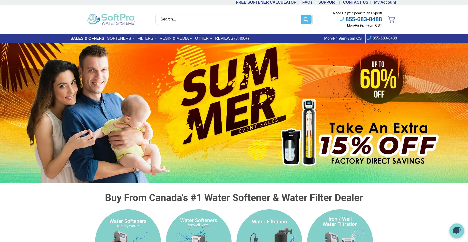 Website screenshot of Softprosofteners.com