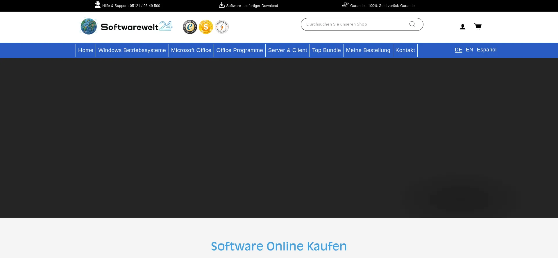 Website screenshot of Softwarewelt24.de