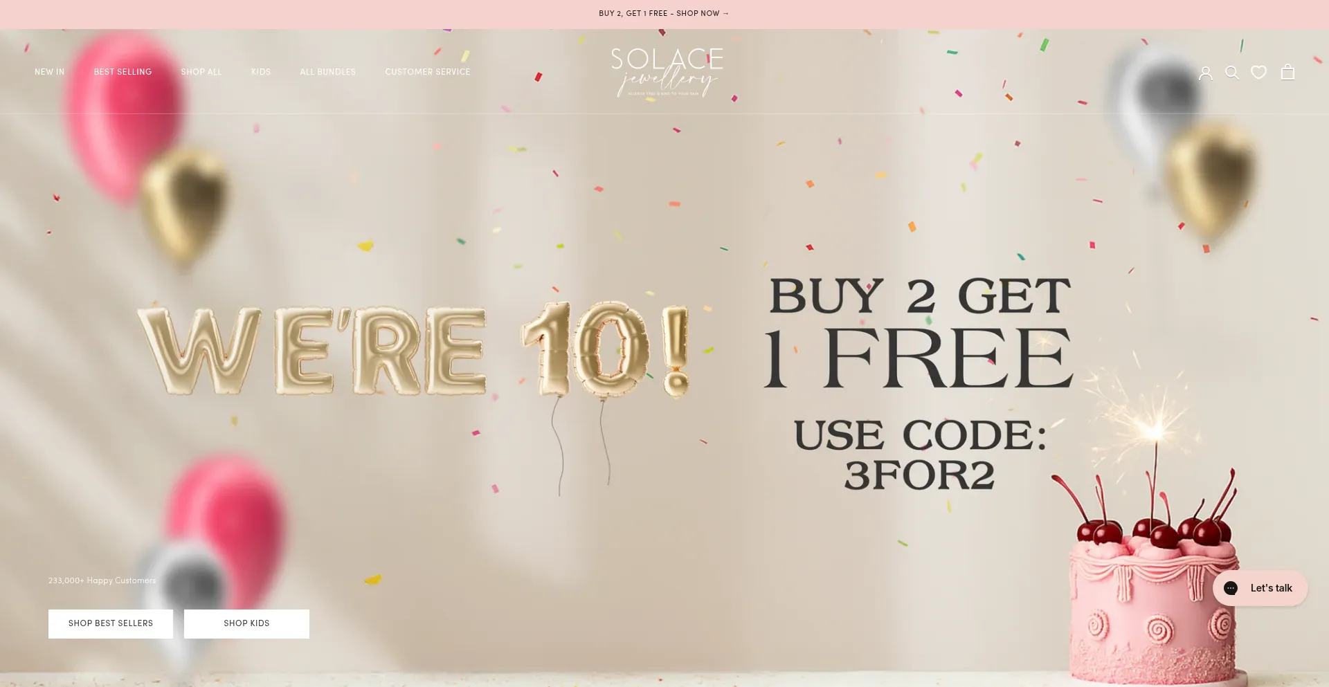 Website screenshot of Solacejewellery.com