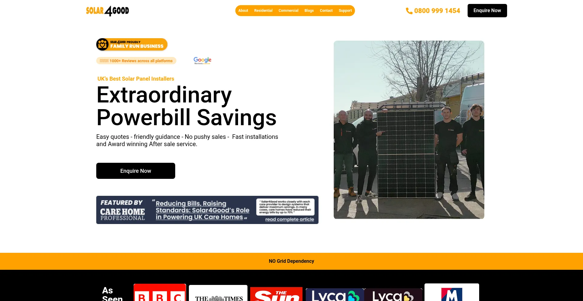 Website screenshot of Solar4good.co.uk