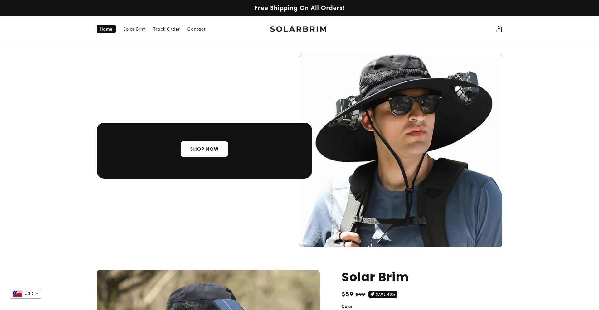 Website screenshot of Solarbrim.co
