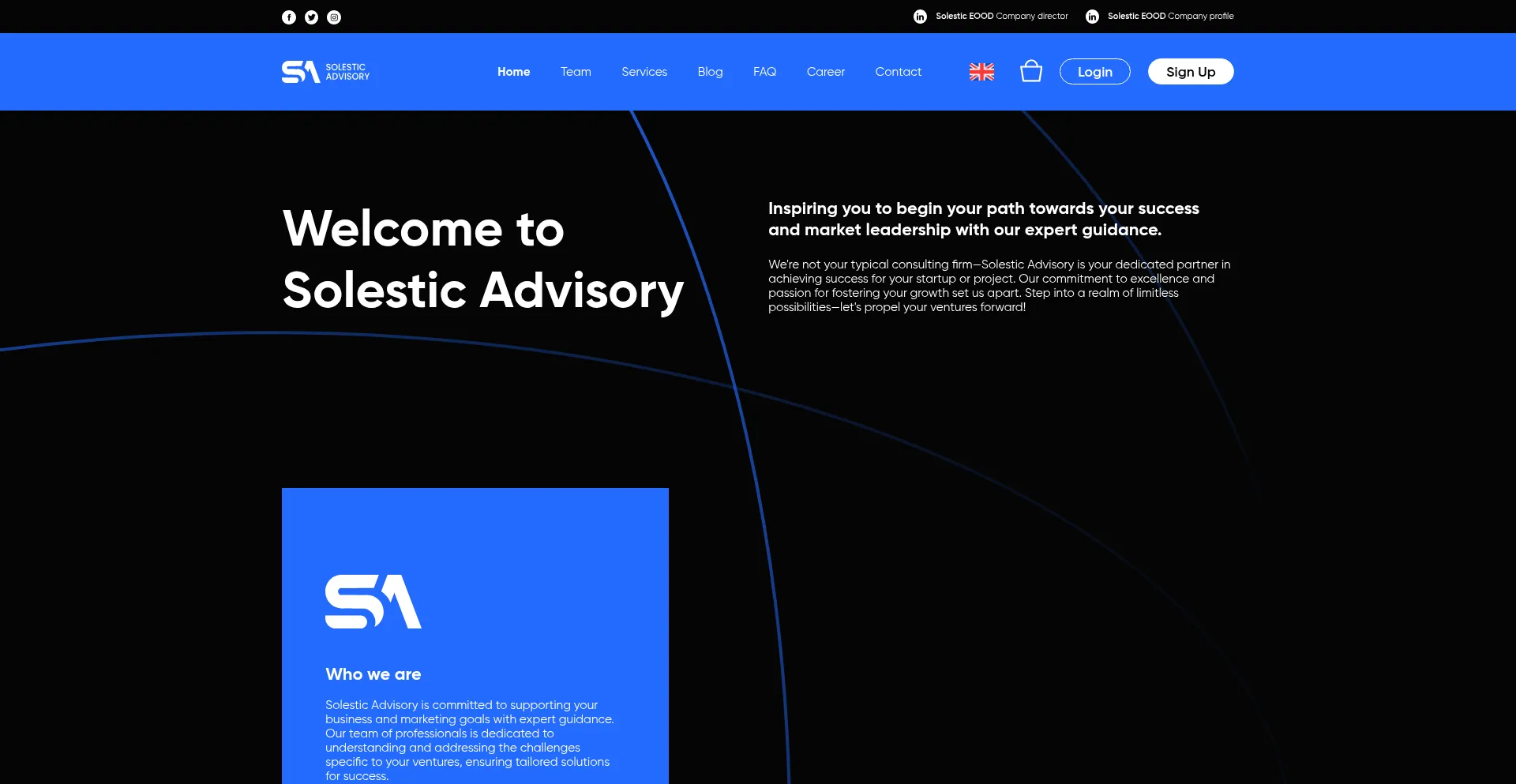Website screenshot of Solesticadvisory.com