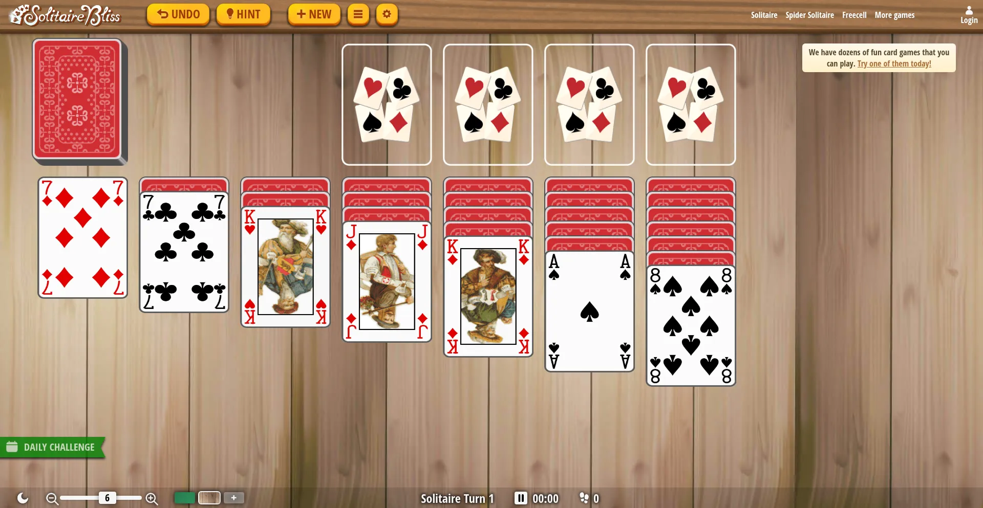 Website screenshot of Solitairebliss.com