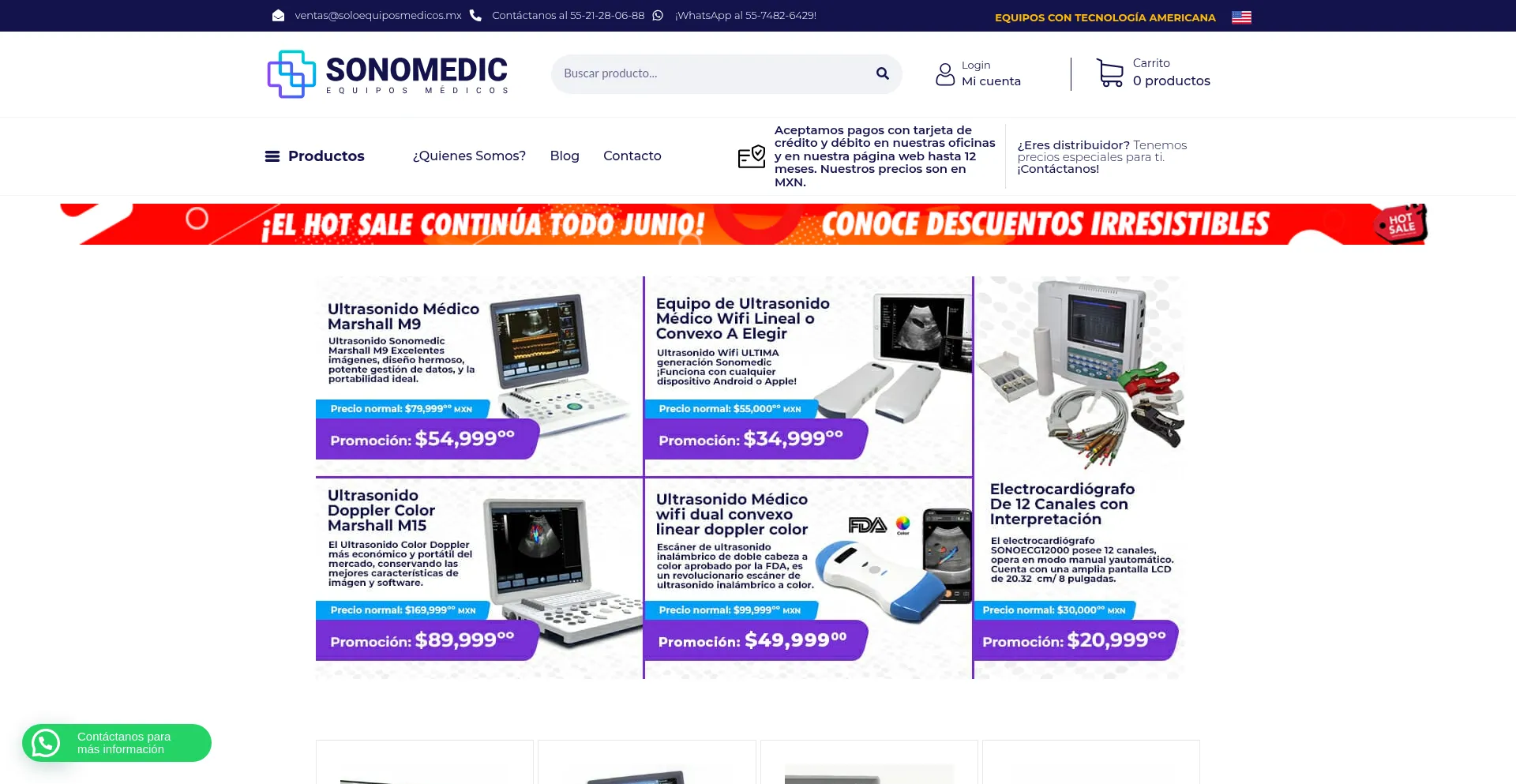 Website screenshot of Soloequiposmedicos.mx