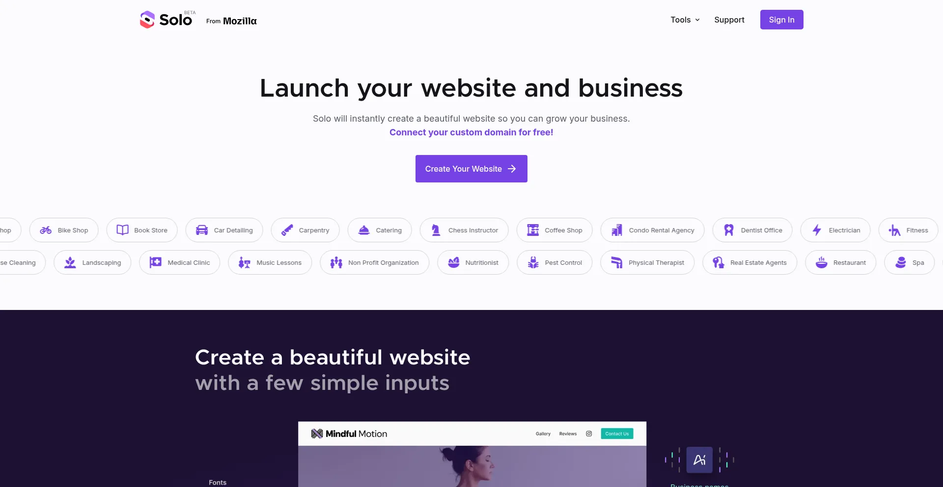 Website screenshot of Soloist.ai