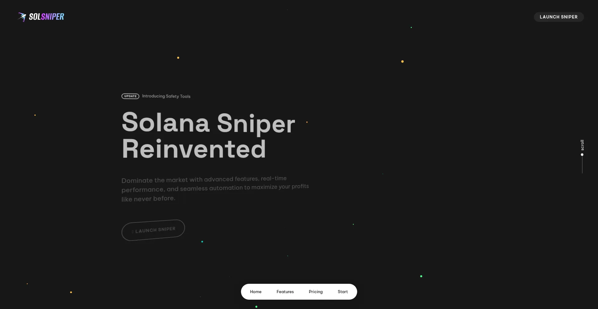 Website screenshot of Solsniper.com