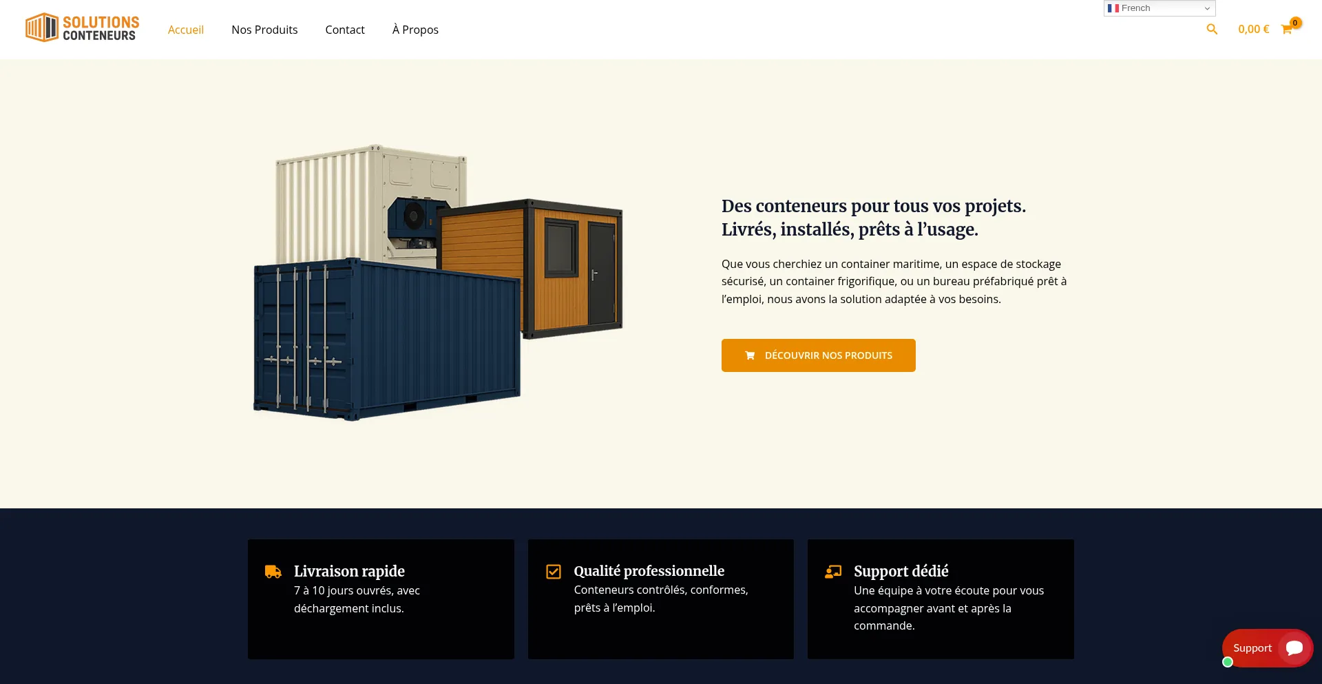 Website screenshot of Solutions-conteneurs.com
