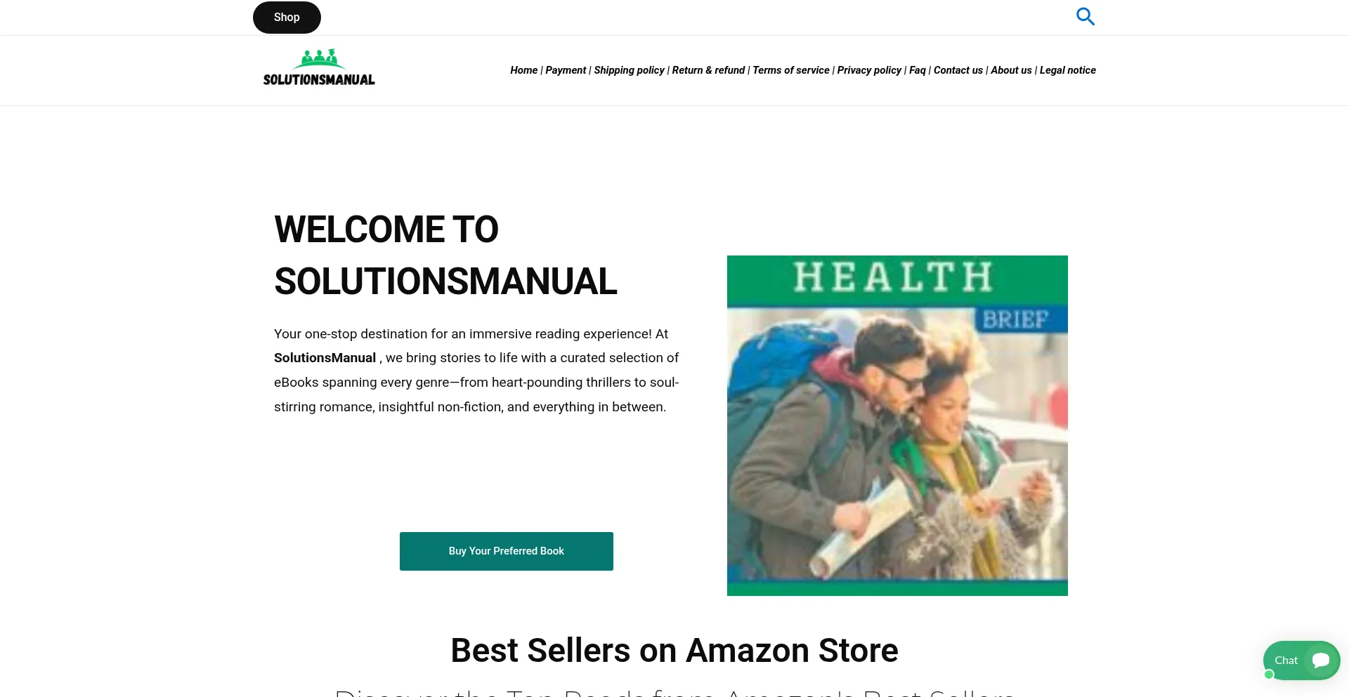 Website screenshot of Solutionsmanual.shop